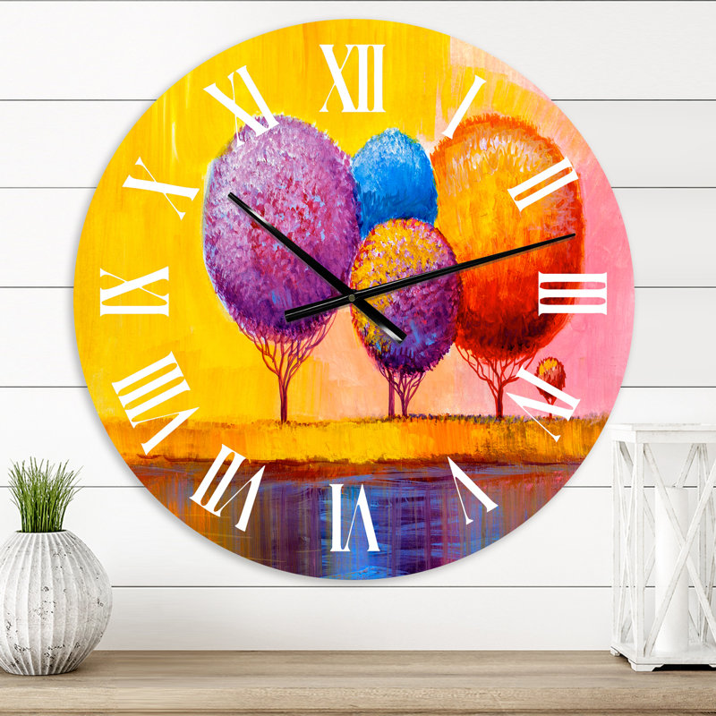Autumn Fantasy Trees I - Modern Wall Clock, 23" H x 23" W x 1" D