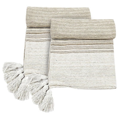 Brighton Striped Throw Blanket - Set of 2 - 50" x 60" - Beige