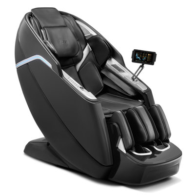 Dual-Core 4D+3D Full Body Massage Chair, with Extended SL Track, Deep Yoga Stretch, Electric Extendable Footrest, TFT, AI Voice Control, Heat, Airbags, Armrest Controls, Wheels