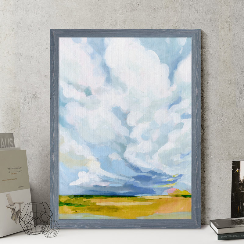 «Lucid Skies I» par Paul Cezanne - reproduction d'art encadrée, H 22 po x l 30 po x P 1 po, Cadre de toile gris
