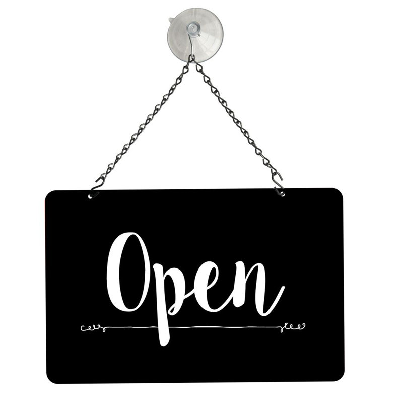 2 Sided Metal Sign Kit Open/Close, Black