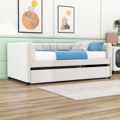 Aadan Twin Size Upholstered Daybed with Twin Size Trundle