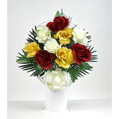 Silk Rose Arrangement in Basket