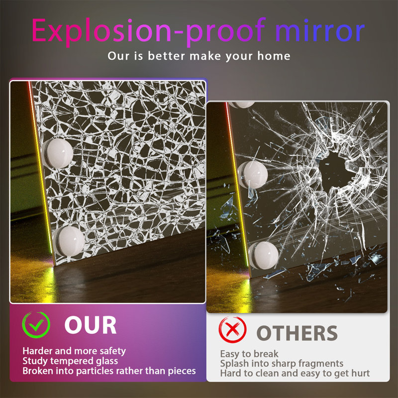 Metal Rectangle LED Mirror, 63" x 26"