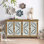 Buffet décoratif à 4 portes avec buffet, armoire de rangement de style campagnard avec rangement, armoire de rangement moderne avec portes florales sculptées en bois pour le salon, la salle à manger, l'entrée, le couloir, la cuisine