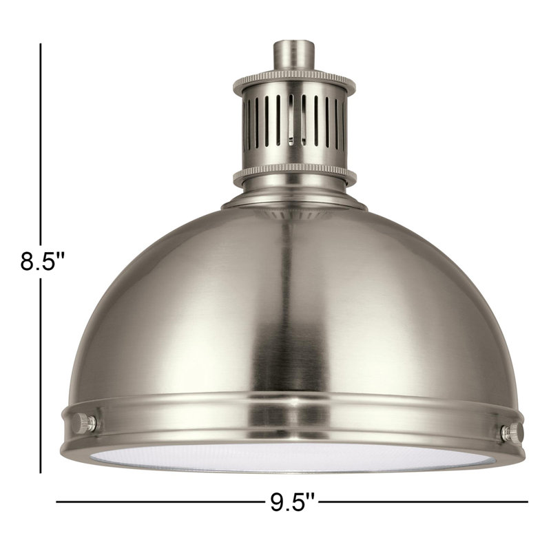 Luminaire suspendu en forme de dôme à 1 lumière Annalese Menton, Nickel brossé, Non