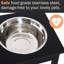 Support surélevé pour croquettes de 58 cm (23 po) noir. Facilite la digestion. 2 bols en acier inoxydable. Design élégant. Base antidérapante. Distributeur d'eau pour chien. Favorise la construction. Design charmant.