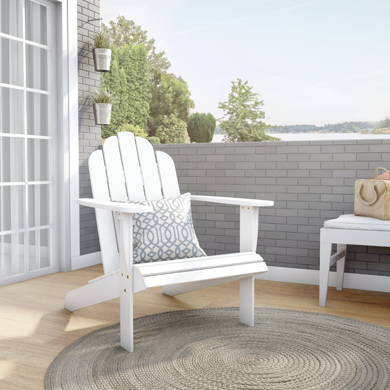 Chaise Adirondack en bois massif Langport, blanc