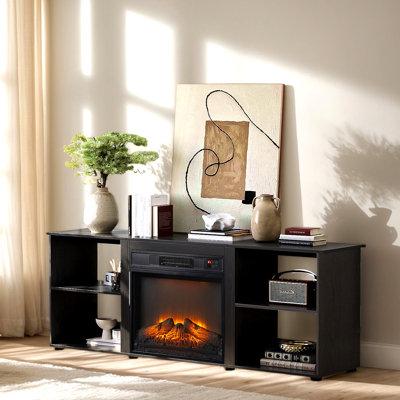 Meuble télé 58 po pour téléviseur avec foyer électrique et tablettes réglables Farmhouse