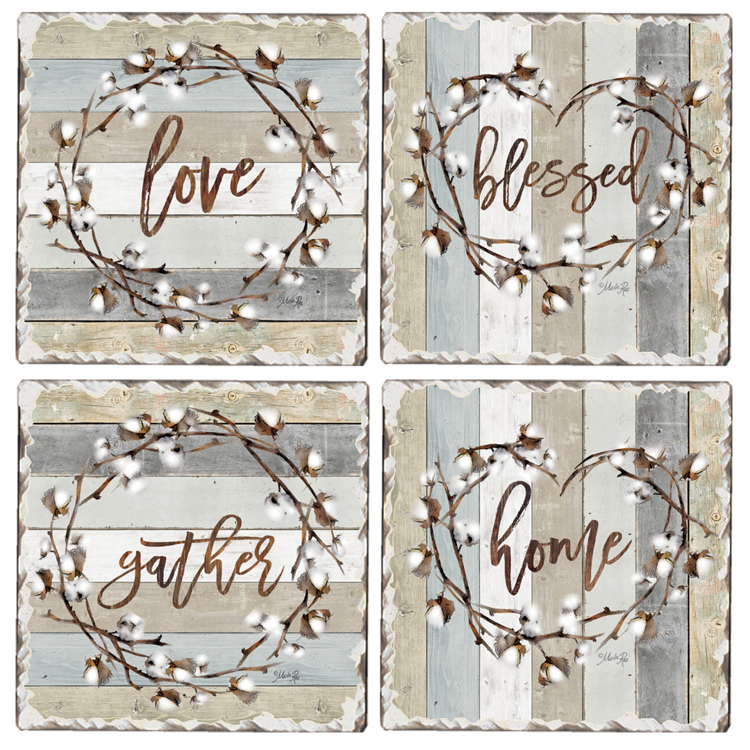 Stoneware Square 4 Piece Coaster Set (Set of 4) Gracie Oaks