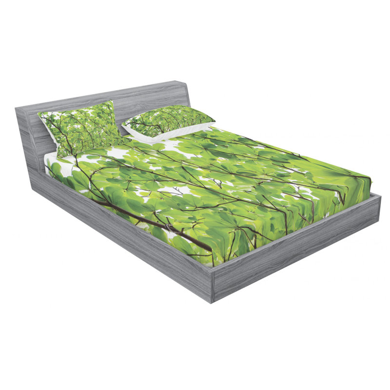 Microfiber Floral Sheet Set, Queen Sheet Set with Fitted Sheet
