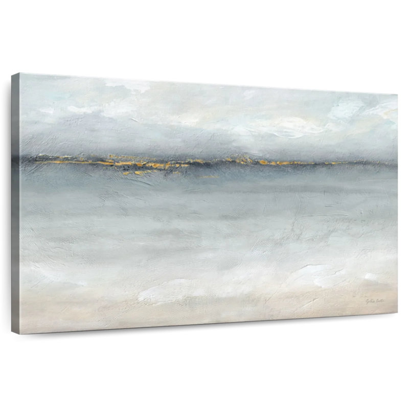 Avery mer sereine or gris paysage, H 16 po x l 24 po