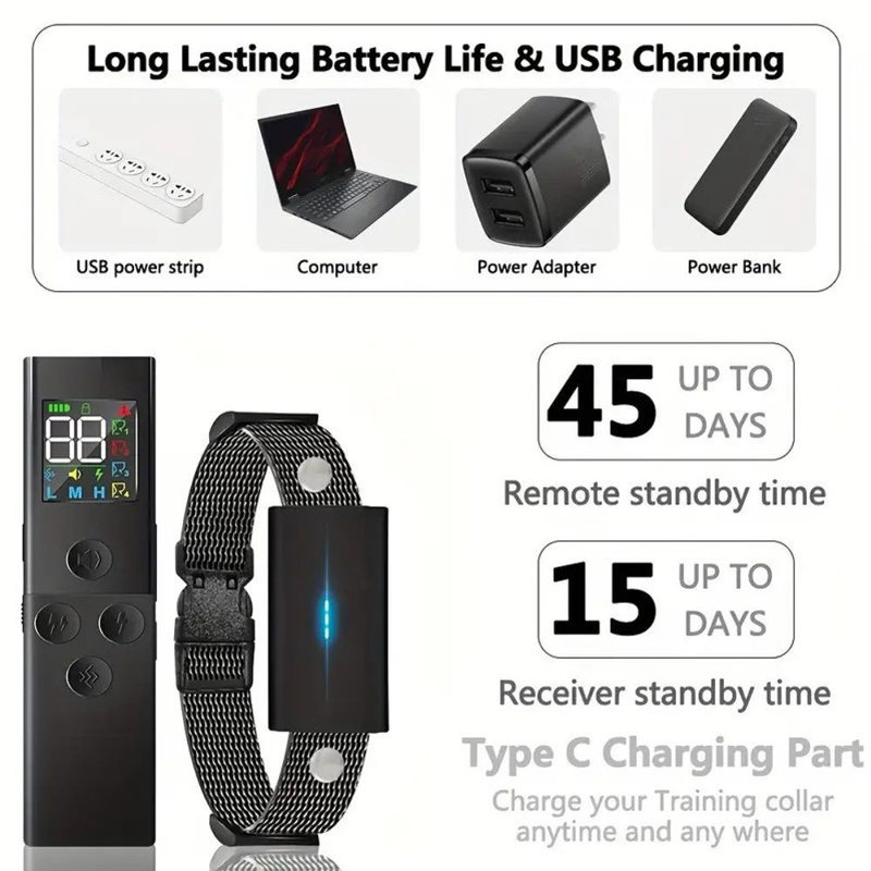 Dog Training Collar Set with Sleek Color Display
