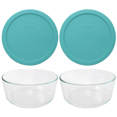 Pyrex (2) 7203 7-Cup Glass Bowls & (2) 7402-PC 6/7