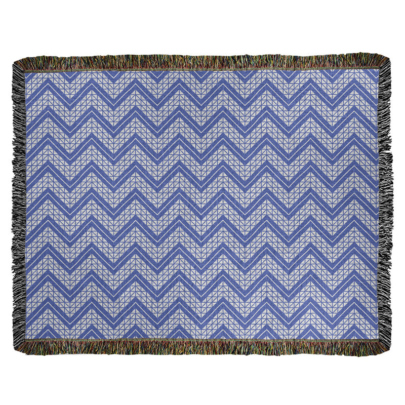 Couverture en coton tissé à la main Rhonda Cheval, l 50 po x L 60 po, Bleu / blanc