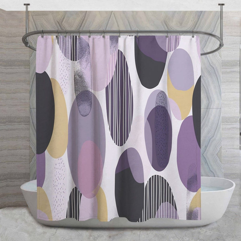 Rideau de douche à motif géométrique, H 93 po x l 70 po