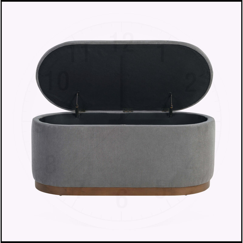 Versatile Storage Bench with Stylish Corduroy Upholstery for  Enhancement, Grey