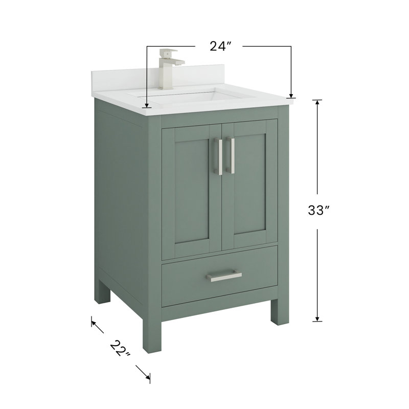 Rooh Single Bathroom Vanity Set, Green, 24"
