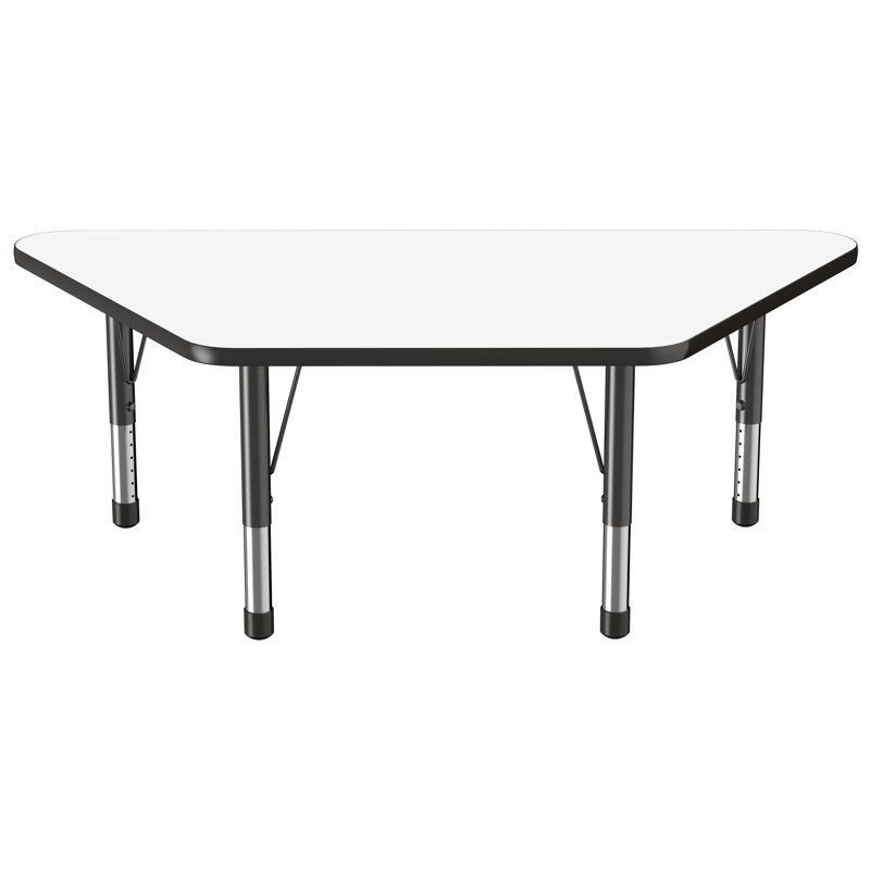 Table d'activité trapézoïdale effaçable à sec avec pieds réglables, Épais, 30 po x 60 po, Tableau blanc / noir