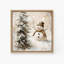 Impression sur toile, bonhomme de neige avec arbre de Noël en hiver-107117943-107117946