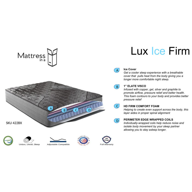 Matelas ferme 14 "Pure Ice Lux, Simple très long
