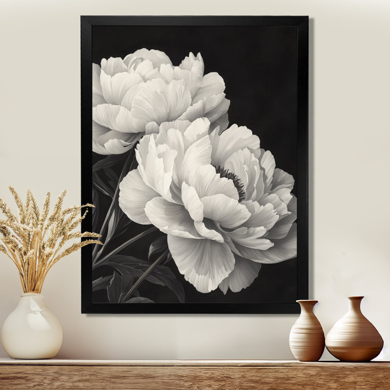 Bagby - Art mural floral, H 44 po x l 34 po, Noir, noir, noir, noir, Reproduction encadrée d'une seule photo