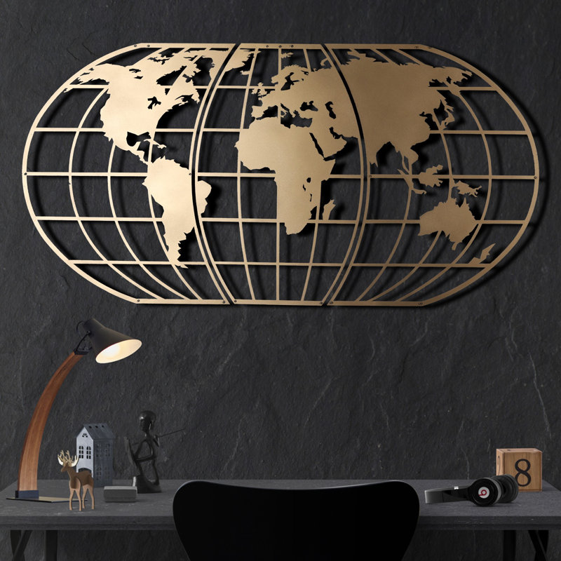 Élégant accessoire mural décoratif en métal, finition dorée, 23,6 po x 47,2 po | Fabrication 100% métal, épaisseur: 0,08 pouce | Parfait pour la décoration intérieure, le salon ou le bureau | Conception murale facile à suspendre