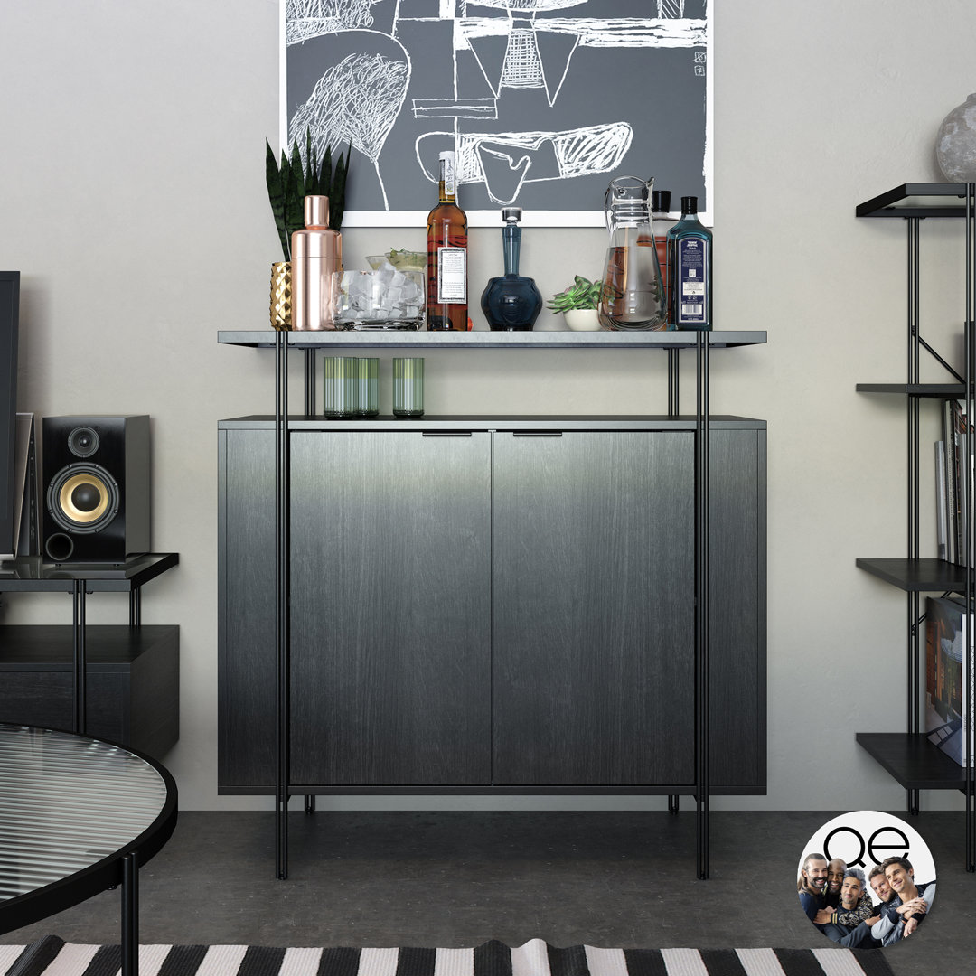 Dorel Wainwright Bar Cabinet - Black Oak - 2 Door - Image 4