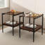 Paire de tables basses et tables de bout Modern, verre trempé avec décor de salon brun, base, style-2101342645