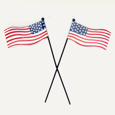 12" Iron Crossed American Flag, For Door or Planter Floral Stake