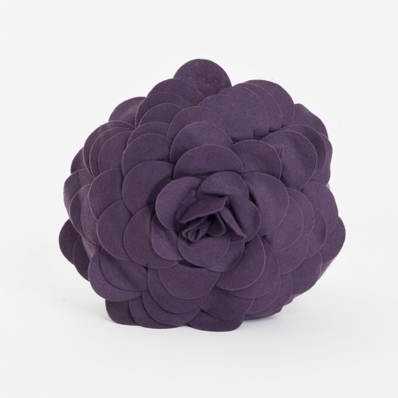 Violet Felt Flower Design Square Throw Pillow, 16 inches