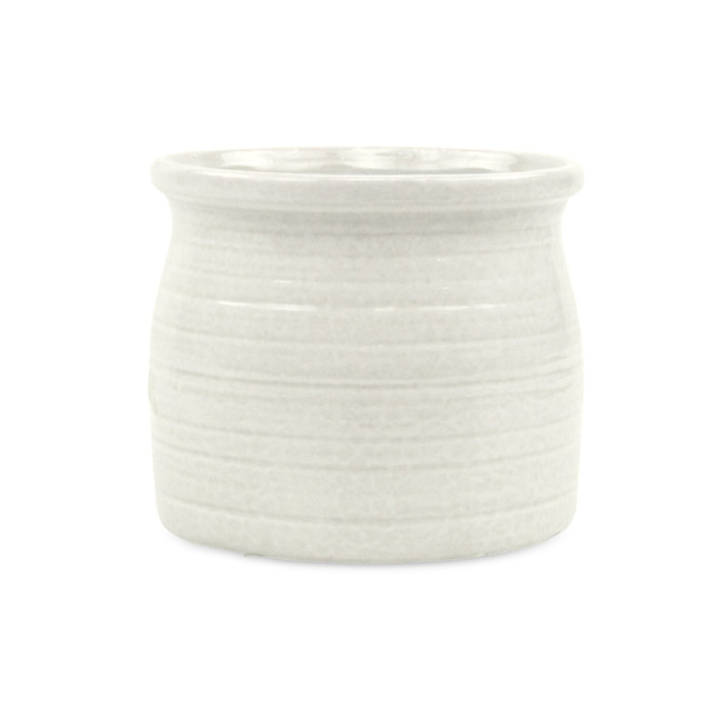 Pot à fleurs en céramique Mott, H 5,5 po x l 6,25 po x P 6,25 po, Blanc