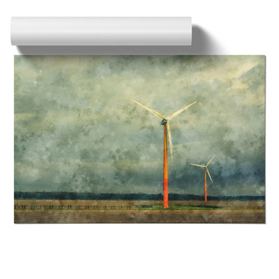 Wind Turbines Painting - Frameless Print