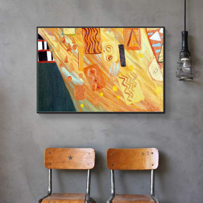 «Texture Illusion Gold Yellow Abstract Shapes Vibrant», impression sur toile pour le salon, la chambre à coucher et le décor S06