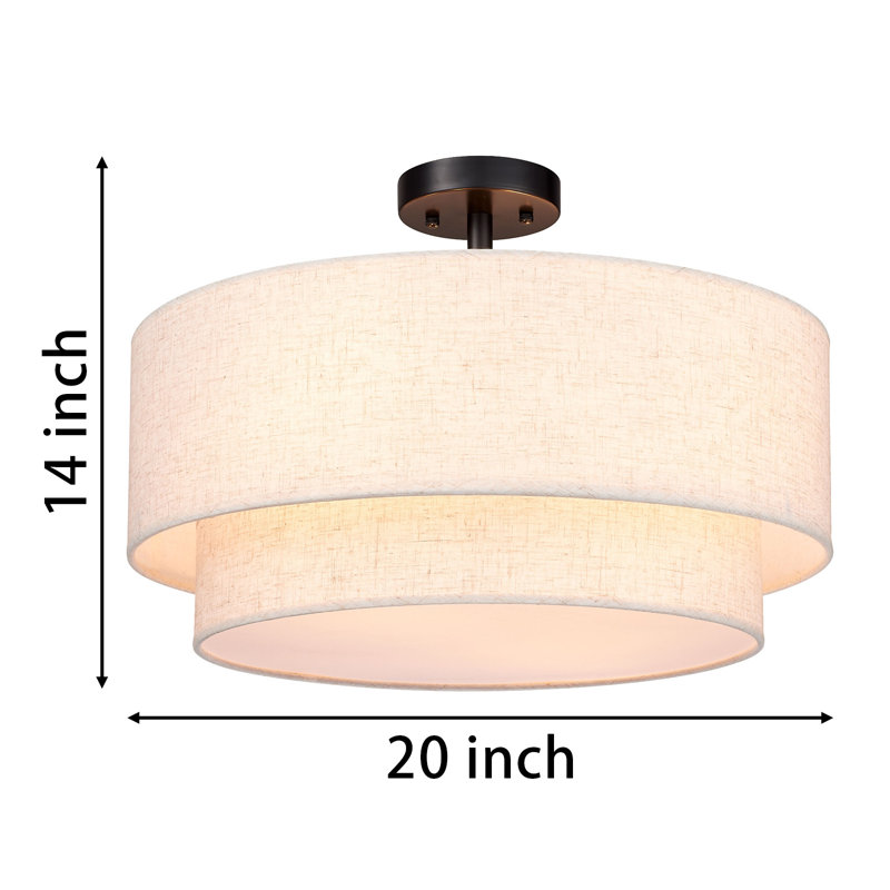 Plafonnier à abat-jour cylindrique semi-encastré 20 pouces