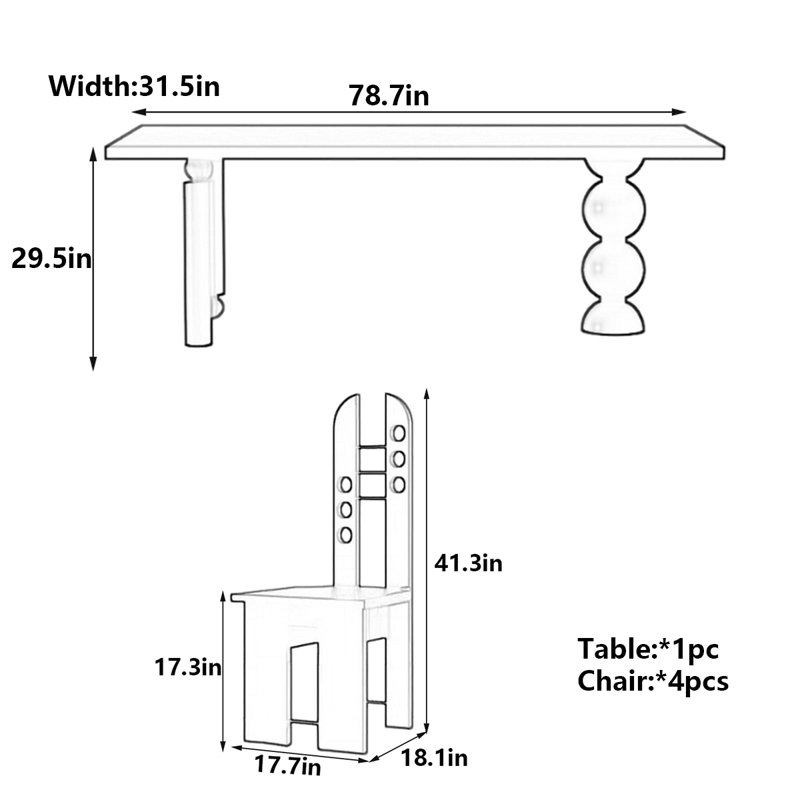 Table de salle à manger moderne noire avec boules géométriques, H 29,5 po x L 78,7 po x l 31,5 po