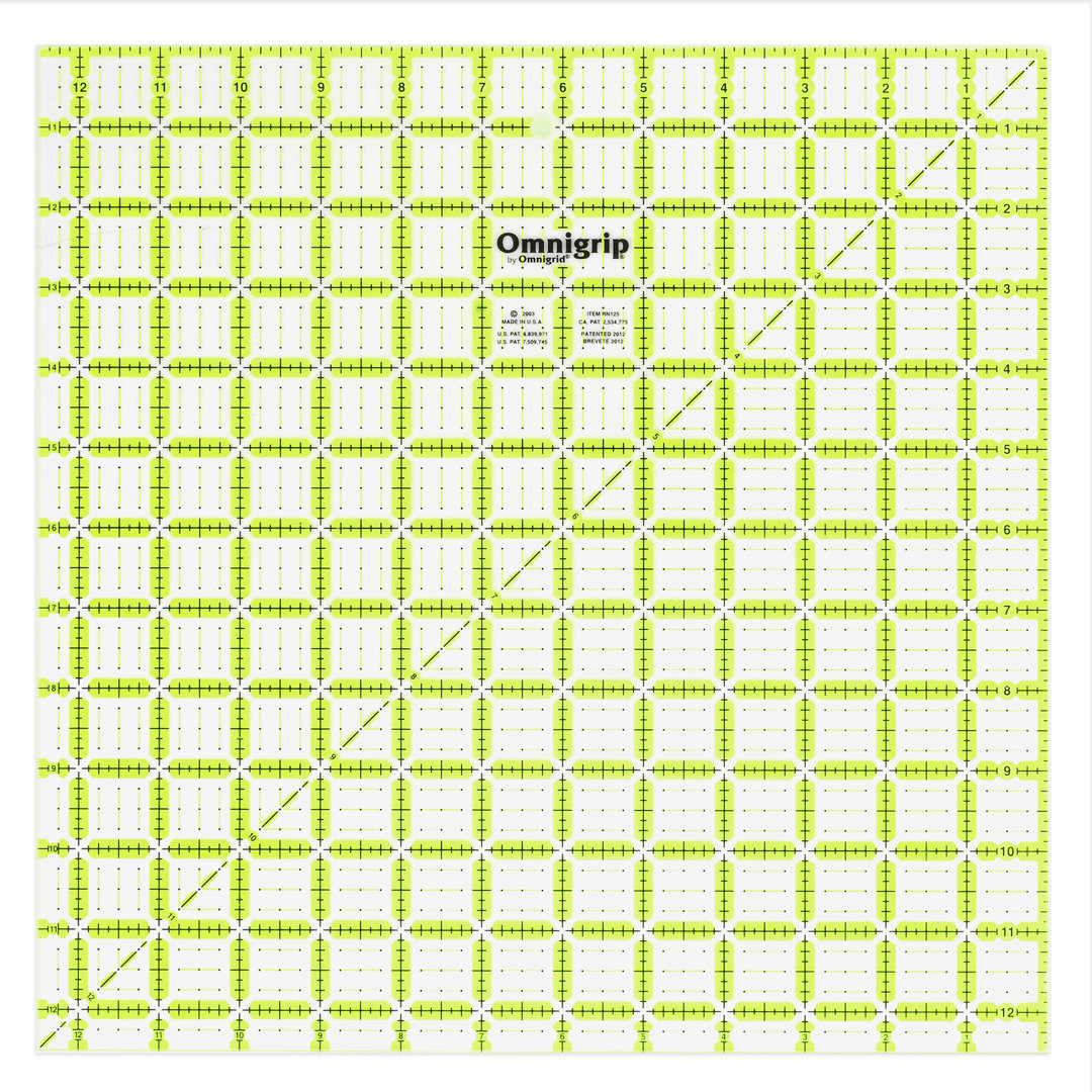 Omnigrip 12-1/2" x 12-1/2" Non-Slip Square Quilting Ruler Omnigrid