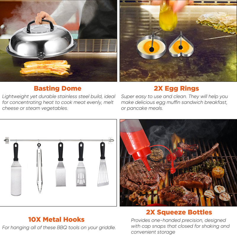 Commercial Chef 36 Piece Griddle Accessories for Blackstone Griddles - Flat Top Grill Accessories