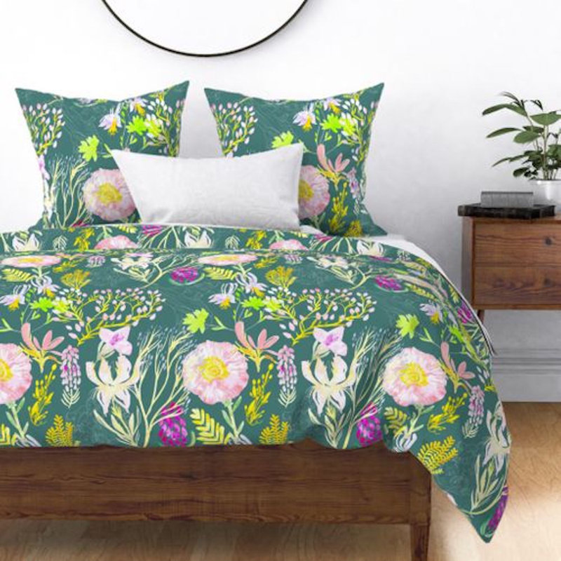 Jubilation Sateen Duvet Cover, Queen Duvet Cover, Green