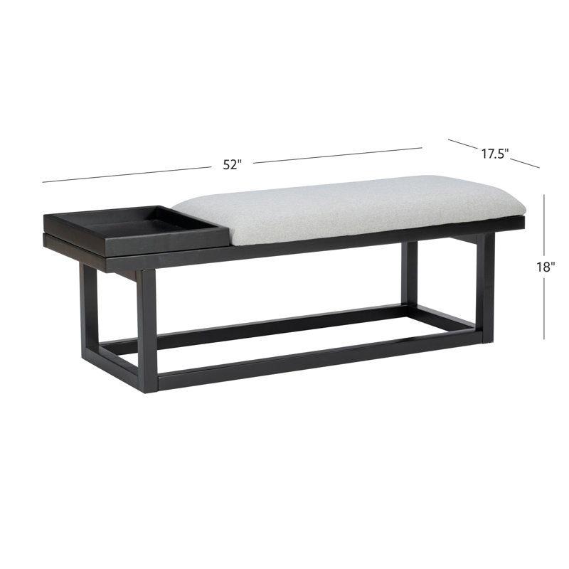 Banc rembourré avec plateau amovible, Gris / noir