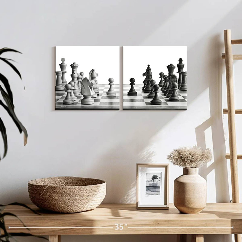 Reproduction d'art sur toile A Game Of Chess, H 10 po x l 21 po x P 1,25 po