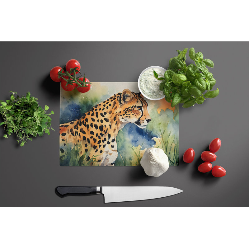 Cheetah Glass Cutting Board Large
