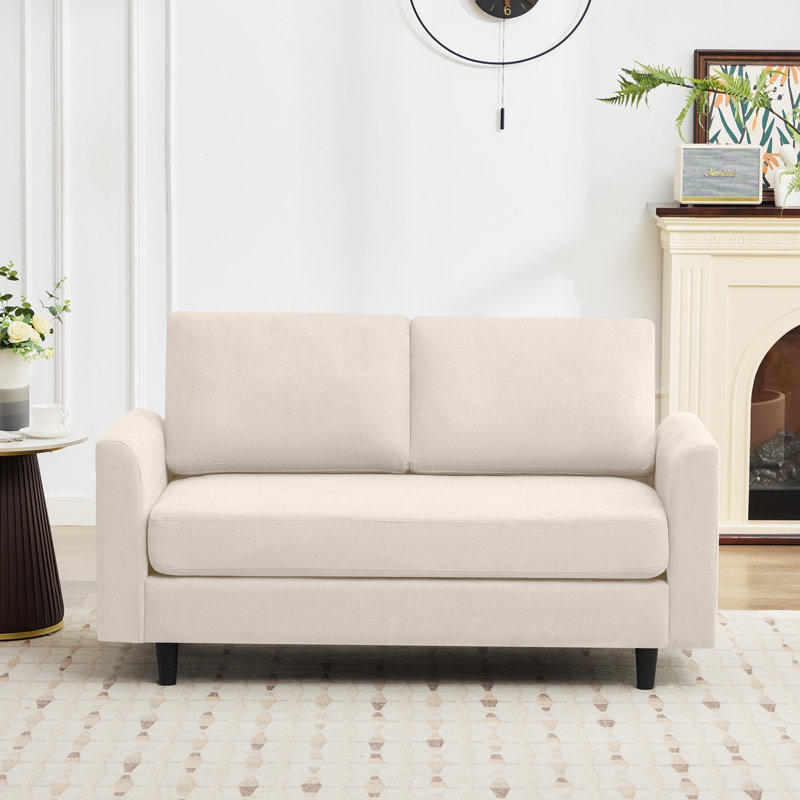 Bozarth 60.6" Upholstered Loveseat Sofa With Armrest Black Legs, Beige