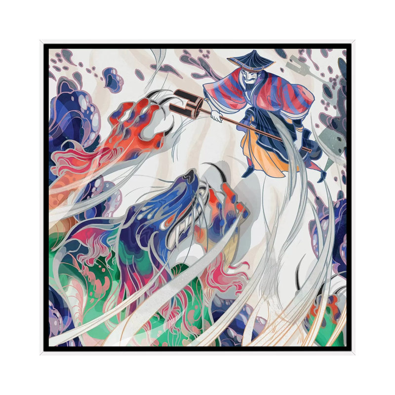 " Water Beast " by Sija Hong, No Mat, 26" H x 26" W x 1.5" D, White Framed Canvas