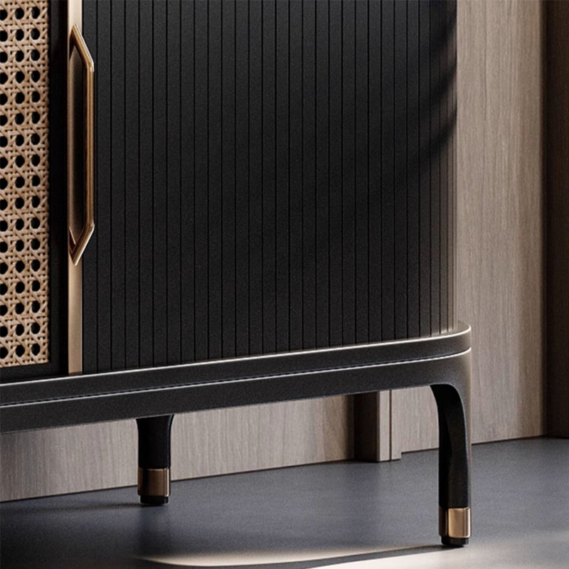 Meuble télé de style américain rétro, Noir, H 23,62 po x l 86,61 po x P 15,75 po