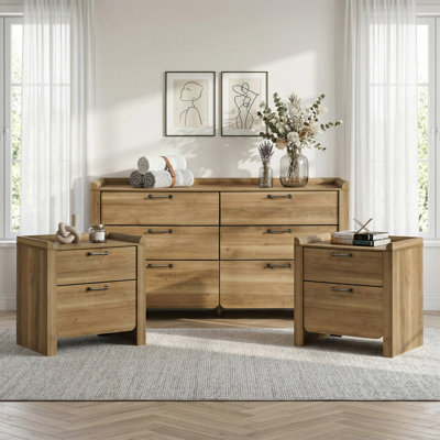 Ensemble de chambre à coucher avec lit surélevé 3 pièces Lunora