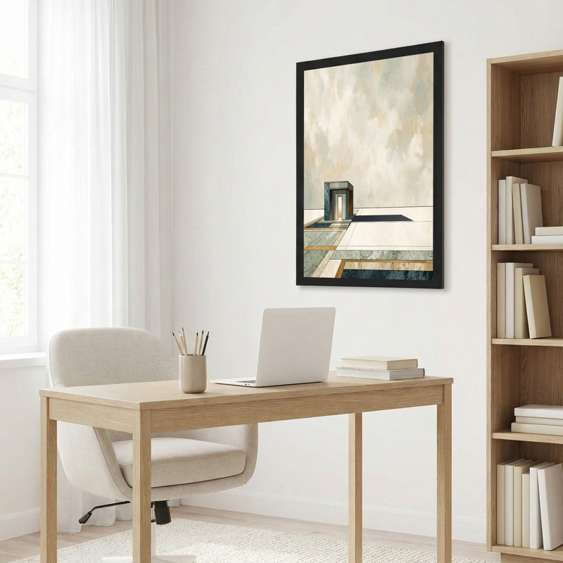 Art moderne sur toile en marbre avec ciel nuageux, H 18 po x l 24 po