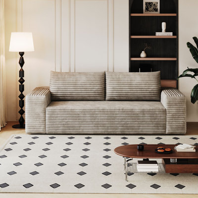 Canapé confortable en velours côtelé avec assise profonde, aucun assemblage requis, parfait pour les salons et les petits espaces