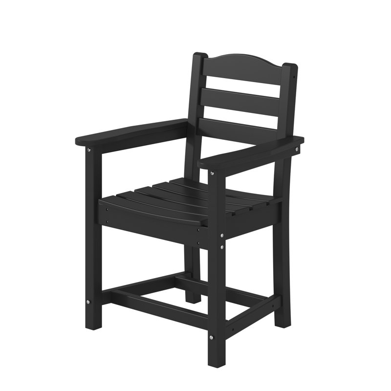 Fauteuil noir d'extérieur: bois synthétique PEHD, capacité de 360 lb et résistant aux intempéries (ensemble de 2), Noir
