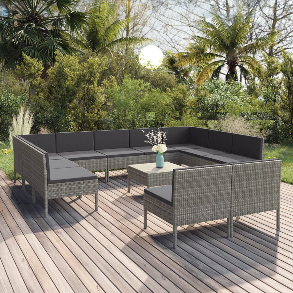 11-Sitzer Lounge-Set Jenalyn aus Polyrattan mit Polster